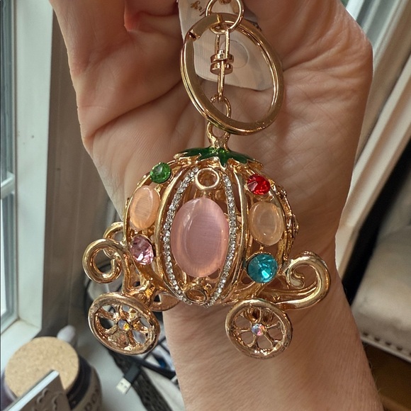 Accessories - Gold rhinestone gem, crystal pumpkin bag, charm